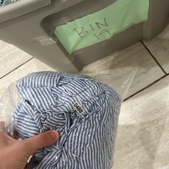 SANS SOUCI High Low Ruffled off shoulder Maxi Dress Blue White Stripe m - Picture 9 of 9